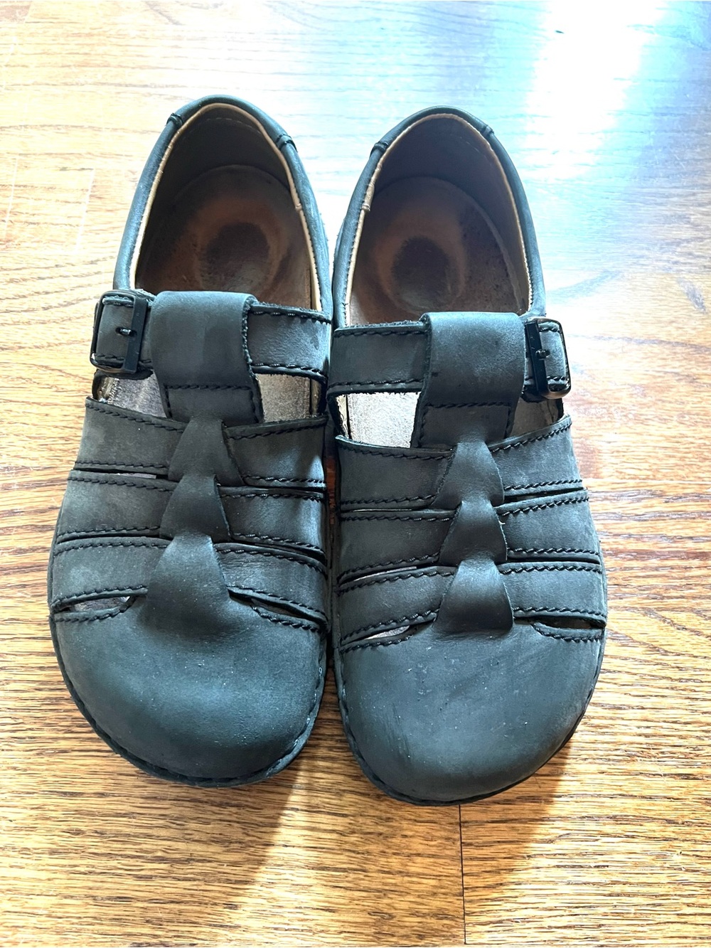 Birkenstock Black Closed-Toe Strappy Leather Sandals